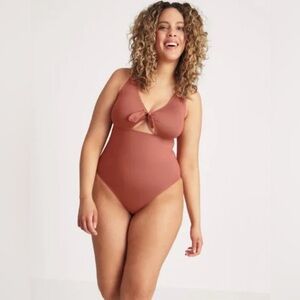 KNIX - Peekaboo Tie One Piece Cutout V-Neck Swimsuit Size M